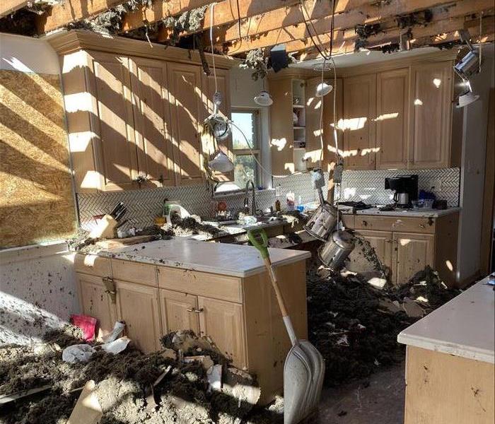 kitchen destroyed by a storm