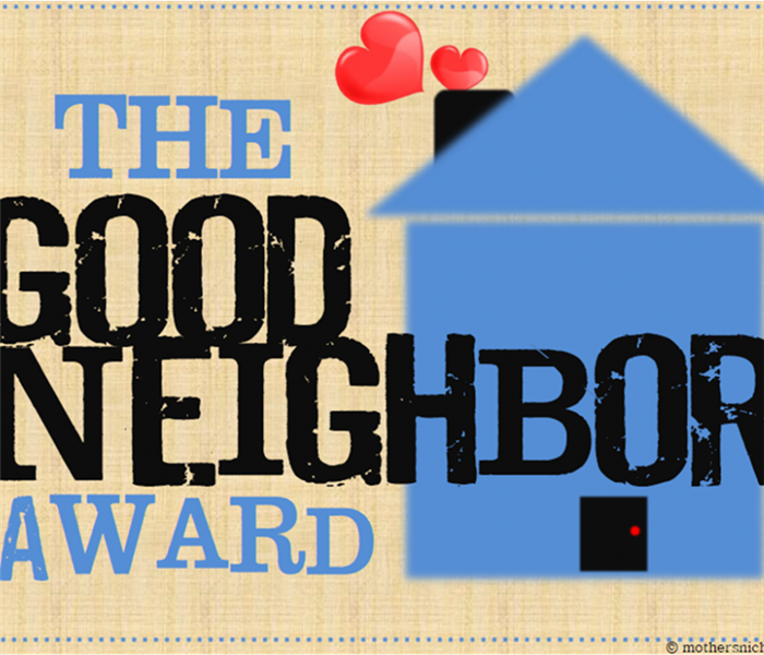 Good neighbor award image with an illustration of a blue house.